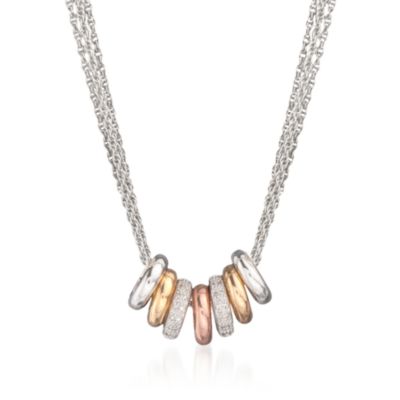 .20 ct. t.w. Diamond Rondelle Five-Strand Necklace in Sterling Silver and 18kt Over Sterling &mdash; Alt Image 1