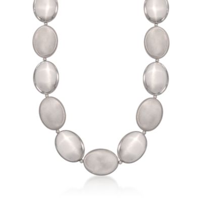 Italian Sterling Silver Oval Bead Necklace &mdash; Alt Image 1
