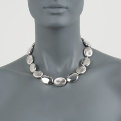 Italian Sterling Silver Oval Bead Necklace &mdash; Alt Image 2