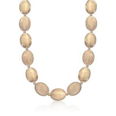 Italian Brushed and Polished Bead Necklace in 18kt Over Sterling &mdash; Alt Image 1