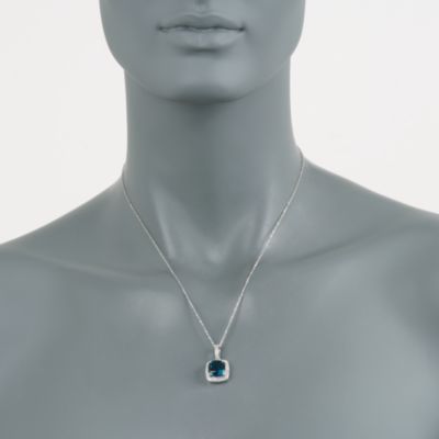5.55 Carat London Blue Topaz Pendant Necklace With Diamonds in 14kt White Gold. 18" &mdash; Alt Image 2