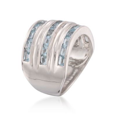 1.70 ct. t.w. Aquamarine Pinstriped Band in Sterling Silver &mdash; Alt Image 3