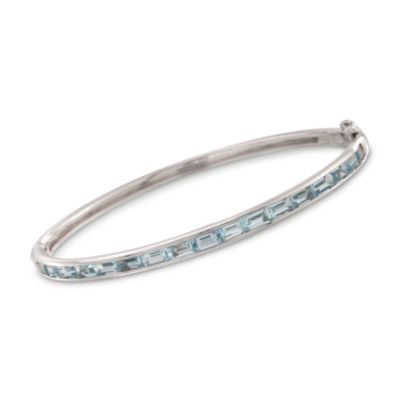 3.90 ct. t.w. Baguette Aquamarine Bangle Bracelet in Sterling Silver &mdash; Alt Image 1