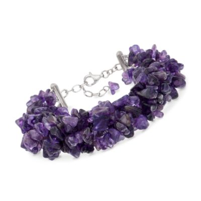 Amethyst Multi-Strand Bracelet in Sterling Silver. 8" &mdash; Alt Image 1