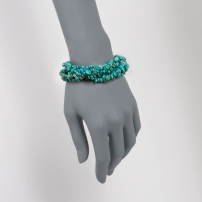Turquoise Chip Multi-Strand Bracelet in Sterling Silver. 8" &mdash; Alt Image 2