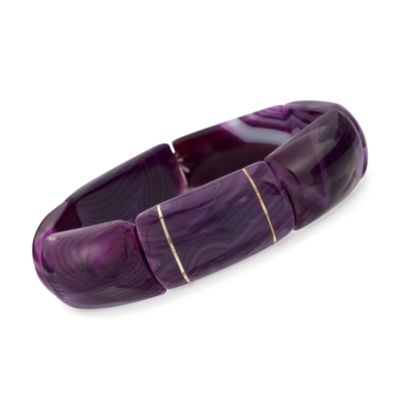 Violet Agate Stackable Bangle Bracelet in 14kt Yellow Gold &mdash; Alt Image 1