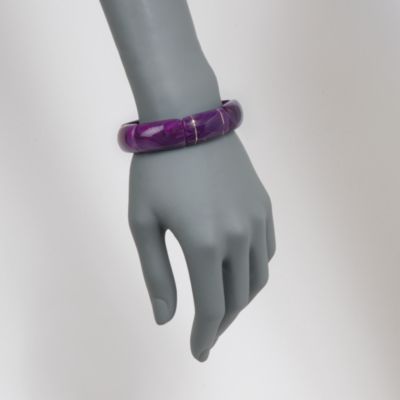 Violet Agate Stackable Bangle Bracelet in 14kt Yellow Gold &mdash; Alt Image 2