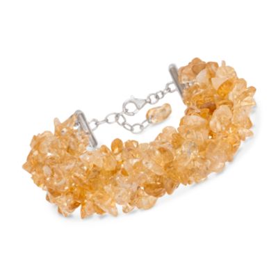 Citrine Chip Multi-Strand Bracelet in Sterling Silver. 8" &mdash; Alt Image 1