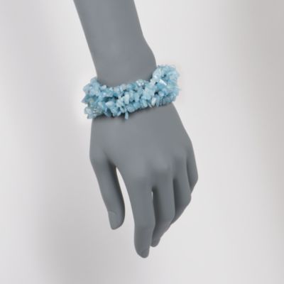 Aquamarine Chip Multi-Strand Bracelet in Sterling Silver. 8" &mdash; Alt Image 2