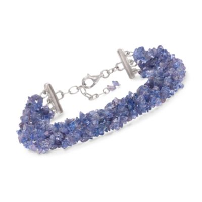 Tanzanite Chip Multi-Strand Bracelet in Sterling Silver. 8" &mdash; Alt Image 1
