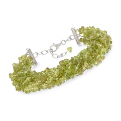Green Peridot Multi-Strand Bracelet in Sterling Silver. 8" &mdash; Alt Image 1