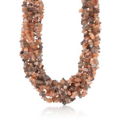Multicolored Moonstone Torsade Necklace in Sterling Silver. 18" &mdash; Alt Image 1