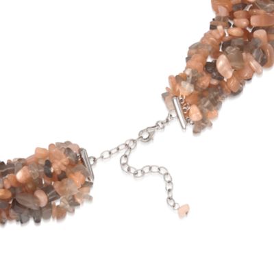 Multicolored Moonstone Torsade Necklace in Sterling Silver. 18" &mdash; Alt Image 3