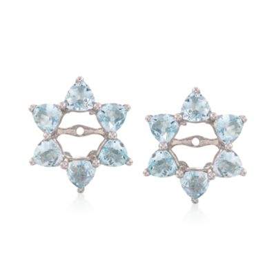 2.80 ct. t.w. Aquamarine Floral Earring Jackets in 14kt White Gold &mdash; Alt Image 1