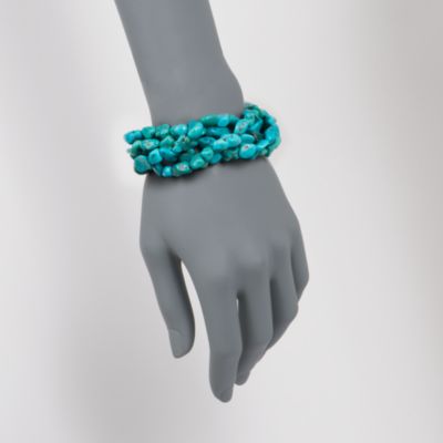 Turquoise Chip Multi-Strand Bracelet in 18kt Over Sterling. 8" &mdash; Alt Image 2