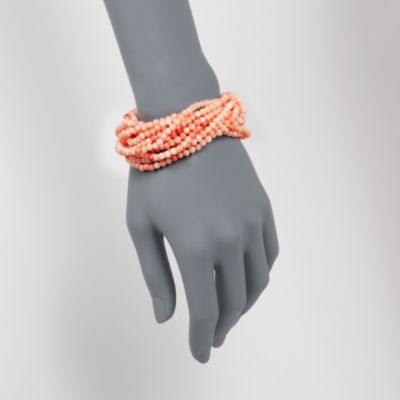 Coral Bead Multi-Strand Bracelet in 18kt Over Sterling. 8" &mdash; Alt Image 2