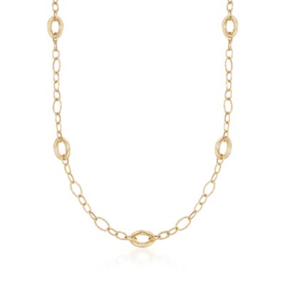 Italian 14kt Yellow Gold Mixed Link Necklace &mdash; Alt Image 1