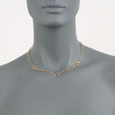 Italian 14kt Yellow Gold Mixed Link Necklace &mdash; Alt Image 2