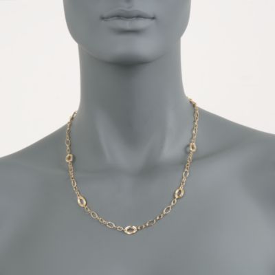 Italian 14kt Yellow Gold Mixed Link Necklace &mdash; Alt Image 4