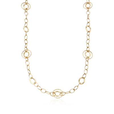 Italian Mixed Link Necklace in 14kt Yellow Gold &mdash; Alt Image 1