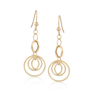 Italian Link Drop Earrings in 14kt Yellow Gold &mdash; Alt Image 1