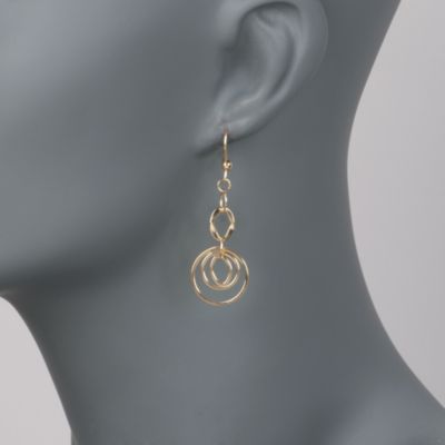 Italian Link Drop Earrings in 14kt Yellow Gold &mdash; Alt Image 2