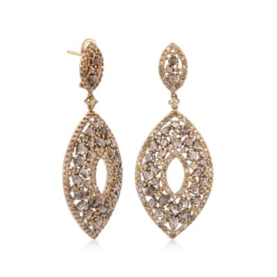 12.85 ct. t.w. Yellow and Brown Diamond Marquise Earrings in 18kt Yellow Gold &mdash; Alt Image 3