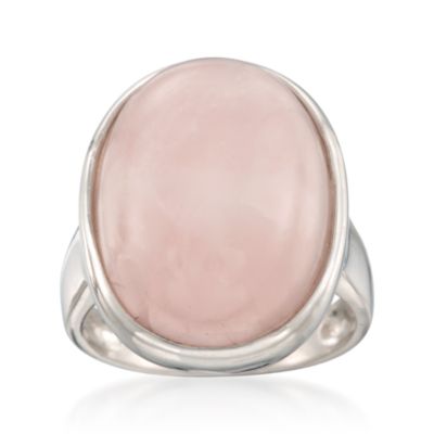 Cabochon Rose Quartz Ring in Sterling Silver &mdash; Alt Image 1