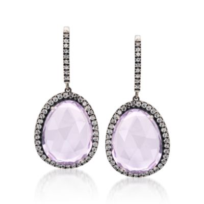 19.00 ct. t.w. Free-Form Rose De France Amethyst and 3.00 ct. t.w. White Topaz Earrings in Sterling Silver &mdash; Alt Image 1