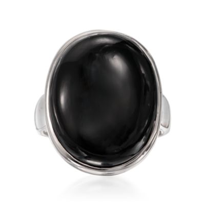 Black Onyx Cabochon Ring in Sterling Silver &mdash; Alt Image 1