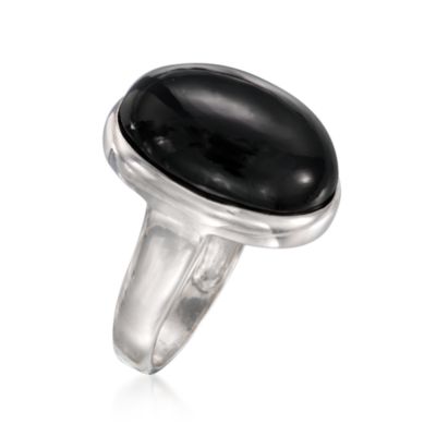 Black Onyx Cabochon Ring in Sterling Silver &mdash; Alt Image 3