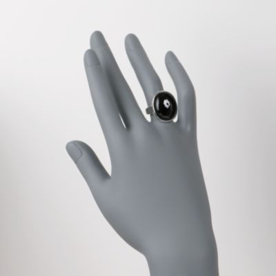 Black Onyx Cabochon Ring in Sterling Silver &mdash; Alt Image 2