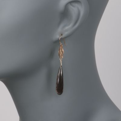 25.00 ct. t.w. Smoky Quartz Briolette Earrings in 14kt Yellow Gold &mdash; Alt Image 2