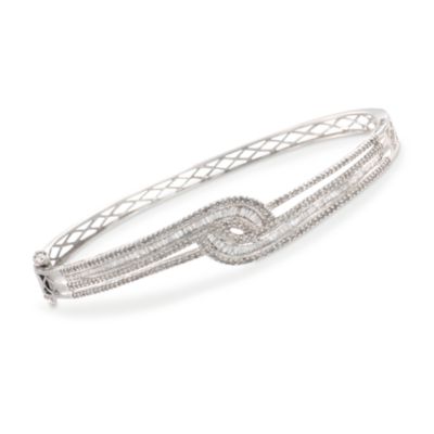 1.28 ct. t.w. Diamond Curve Bangle Bracelet in 14kt White Gold. 8" &mdash; Alt Image 1
