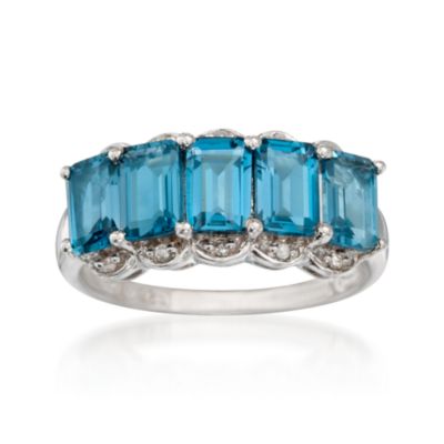 3.15 ct. t.w. Blue Topaz Ring With Diamonds in Sterling Silver &mdash; Alt Image 1