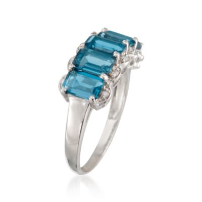 3.15 ct. t.w. Blue Topaz Ring With Diamonds in Sterling Silver &mdash; Alt Image 3