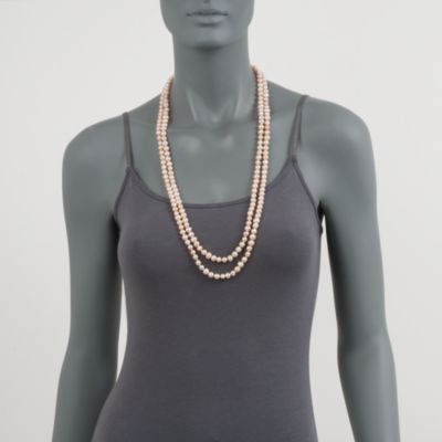 Peach 7-8mm Pearl Endless Necklace. 64" &mdash; Alt Image 2