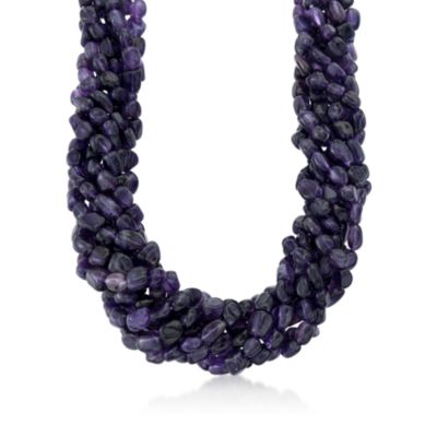 Purple Amethyst Torsade Necklace in 18kt Over Sterling. 18" &mdash; Alt Image 1