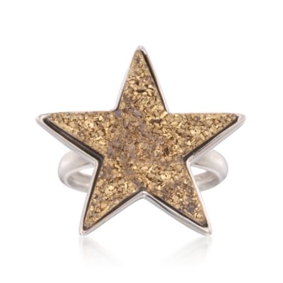 Golden Drusy Star Ring in Sterling Silver &mdash; Alt Image 1