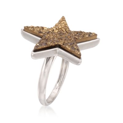 Golden Drusy Star Ring in Sterling Silver &mdash; Alt Image 3