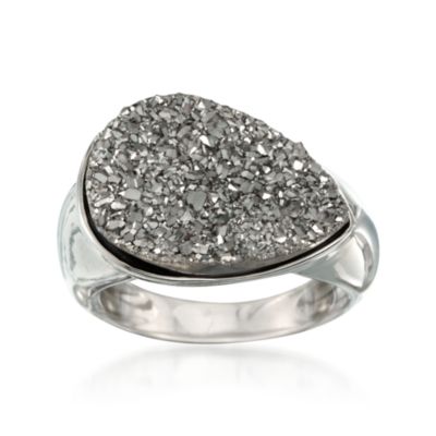 Gray Drusy Ring in Sterling Silver &mdash; Alt Image 1