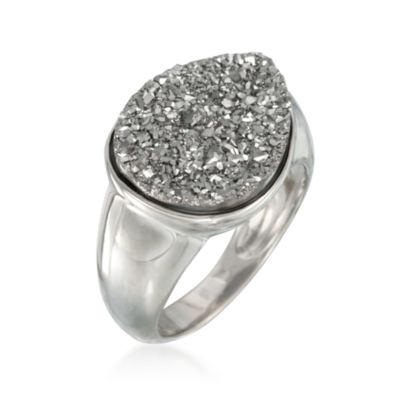 Gray Drusy Ring in Sterling Silver &mdash; Alt Image 3
