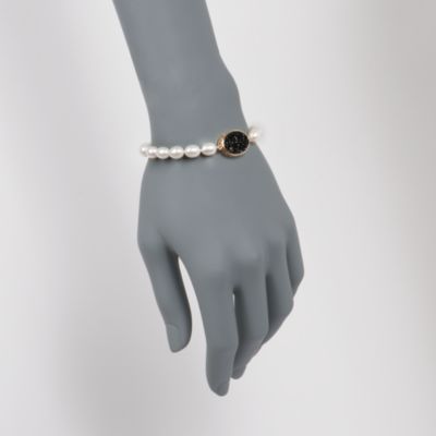 7-7.5mm Pearl and Black Drusy Bracelet in 18kt Over Sterling &mdash; Alt Image 2