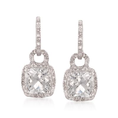 5.50 ct. t.w. White Topaz and .10 ct. t.w. Diamond Drop Earrings in Sterling Silver &mdash; Alt Image 1