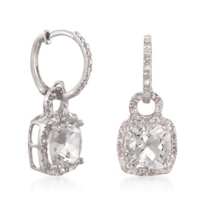 5.50 ct. t.w. White Topaz and .10 ct. t.w. Diamond Drop Earrings in Sterling Silver &mdash; Alt Image 3
