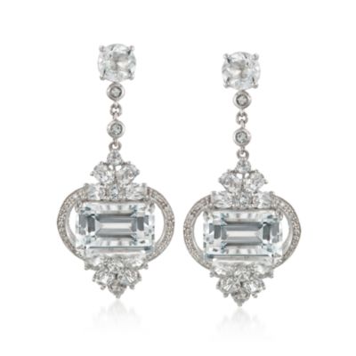 25.00 ct. t.w. White Topaz and .10 ct. t.w. Diamond Statement Earrings in Sterling Silver &mdash; Alt Image 1