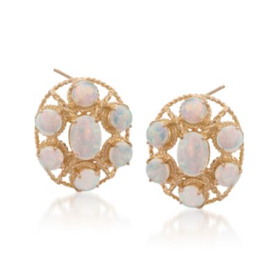 Opal Medallion Earrings in 14kt Yellow Gold &mdash; Alt Image 1