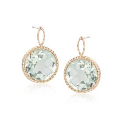 10.00 ct. t.w. Green Amethyst Drop Earrings in 14kt Yellow Gold &mdash; Alt Image 1
