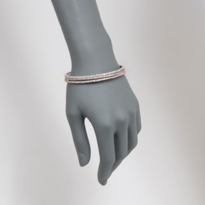 Set of Three 8.00 ct. t.w. CZ Bangle Bracelets in Two-Tone &mdash; Alt Image 2