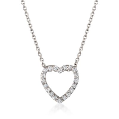 .30 ct. t.w. CZ Open Heart Necklace in Sterling Silver. 18" &mdash; Alt Image 1